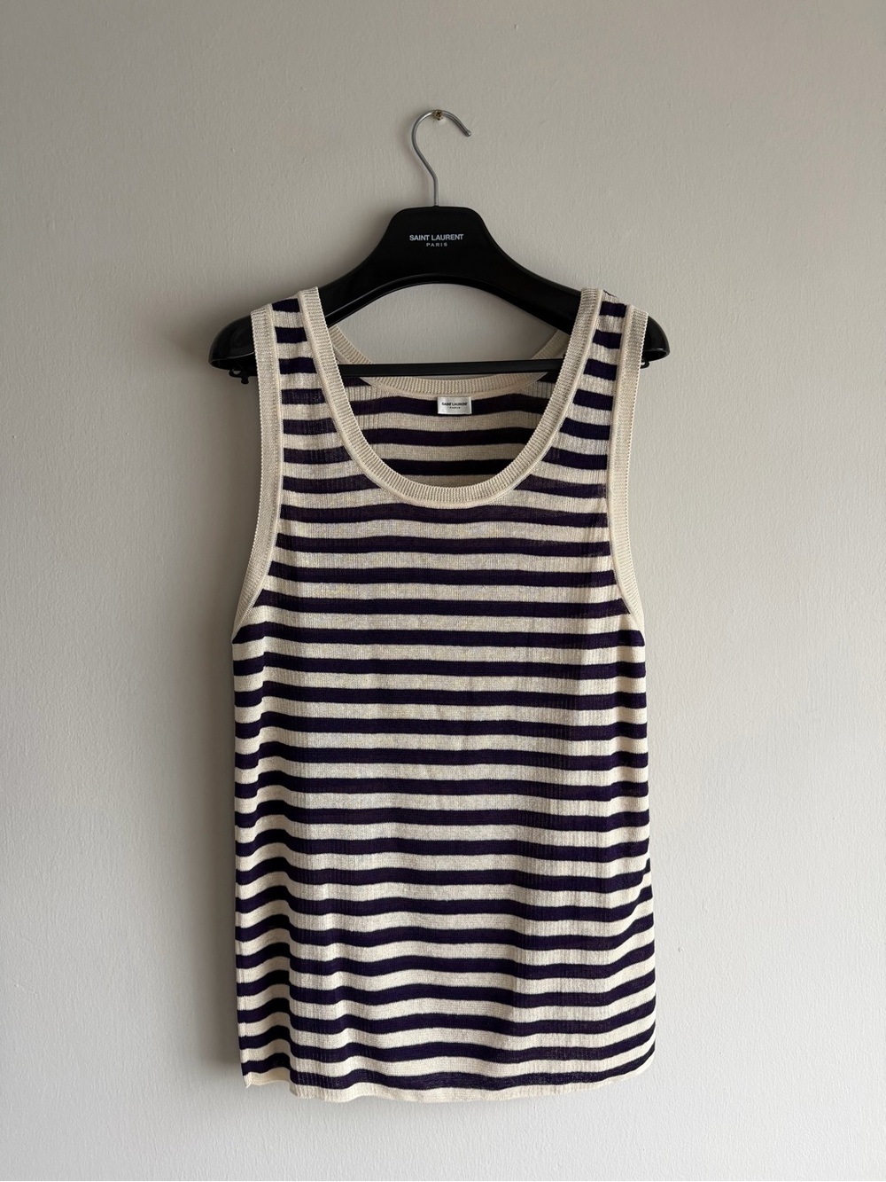Saint Laurent Striped Tank - Cream and Eggplant (Sz XL)
